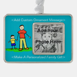 Father and Son Family Cute Drawing Custom Ornament