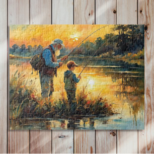 Father and son fishing jigsaw puzzle