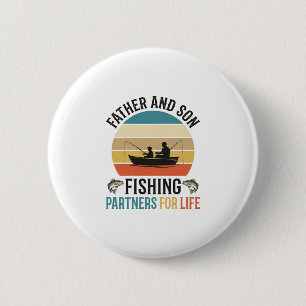 Father and Son Fishing Partners for Life Design_1 6 Cm Round Badge