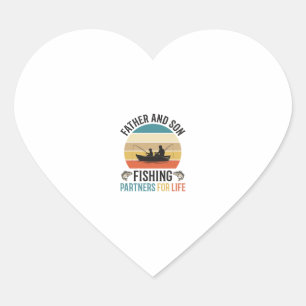 Father and Son Fishing Partners for Life Design_1 Heart Sticker