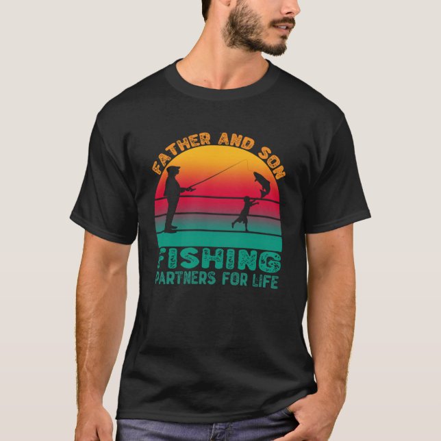 Father And Son Fishing Partners For Life Retro Fat T-Shirt (Front)