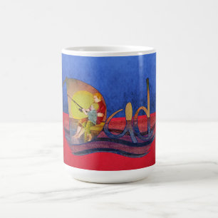 Father and son fishing vintage mugs