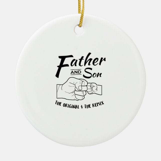Father and Son Fist bump Ceramic Tree Decoration (Front)