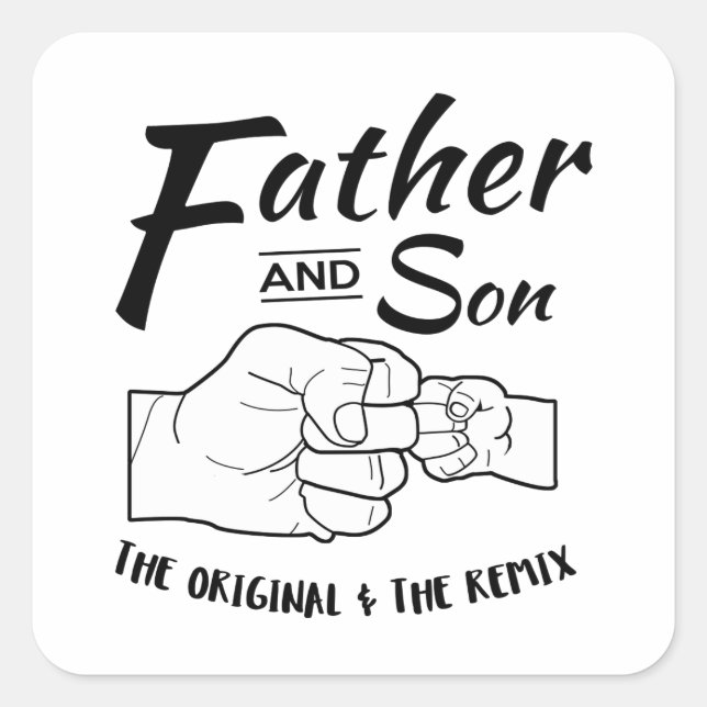 Father and Son Fist bump Square Sticker (Front)