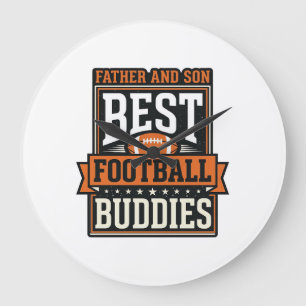 Father and Son Football Buddies Vintage Shirt Desi Large Clock