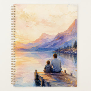 Father and Son Lake Watercolor Art Print Planner