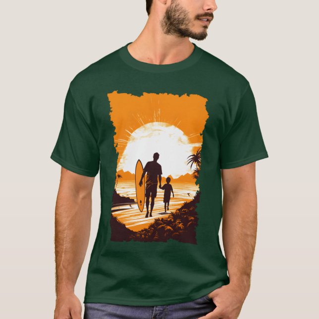 Father And Son Surfing Surfer Fathers Day Gift fam T-Shirt (Front)