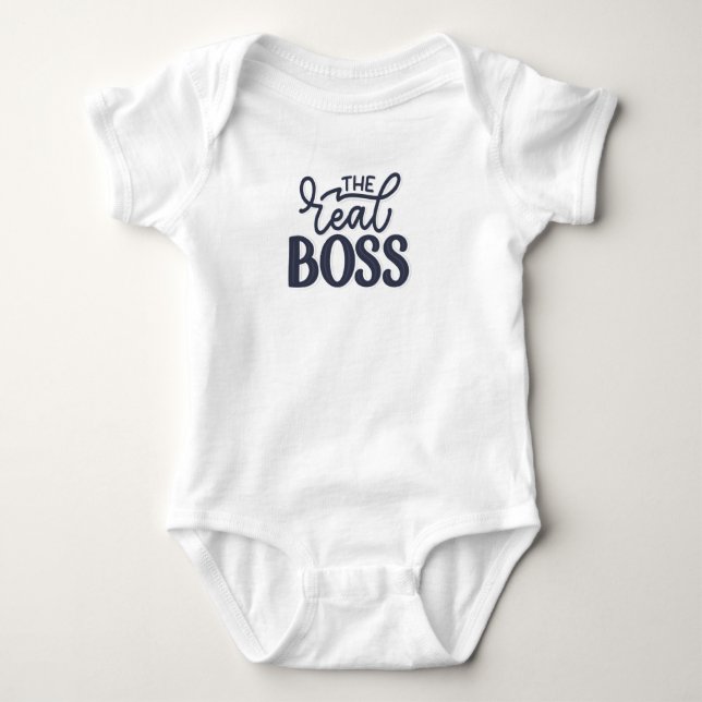 Father and Son "the real boss" Baby Bodysuit (Front)