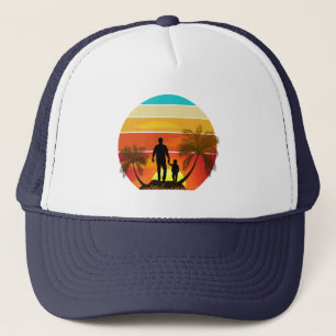 Father and Son Vintage Sunset Family Gift Idea  Trucker Hat