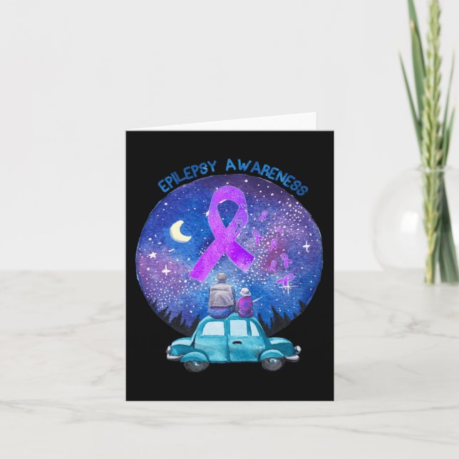 Father and Son Watching Star Epilepsy Awareness  Card (Front)