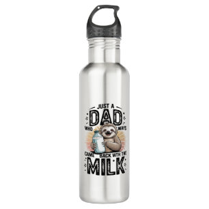 father and son with milk  sloth graphic design-01 710 ml water bottle