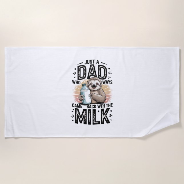 father and son with milk  sloth graphic design-01 beach towel (Front)