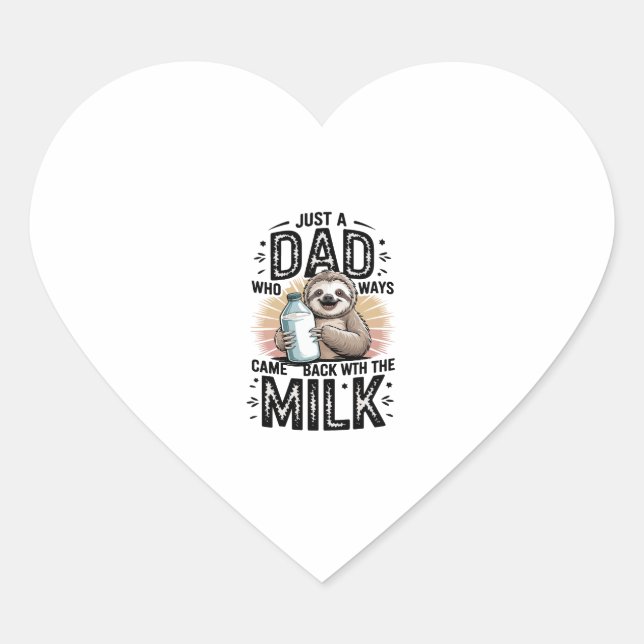 father and son with milk  sloth graphic design-01 heart sticker (Front)