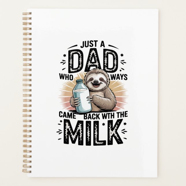 father and son with milk  sloth graphic design-01 planner (Front)