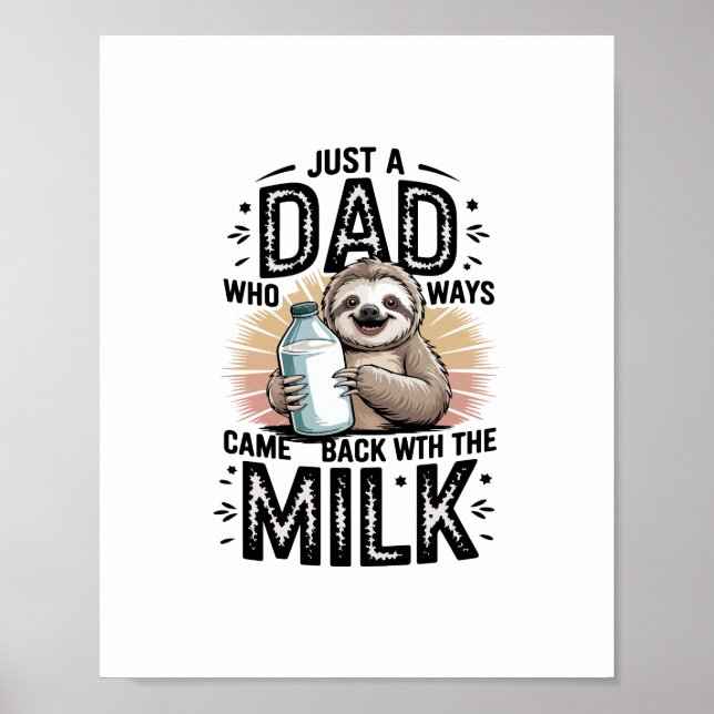 father and son with milk  sloth graphic design-01 poster (Front)