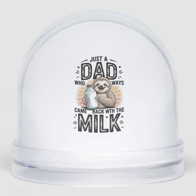 father and son with milk  sloth graphic design-01 snowglobe (Front)