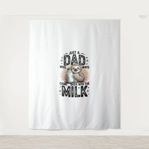 father and son with milk  sloth graphic design-01 tapestry