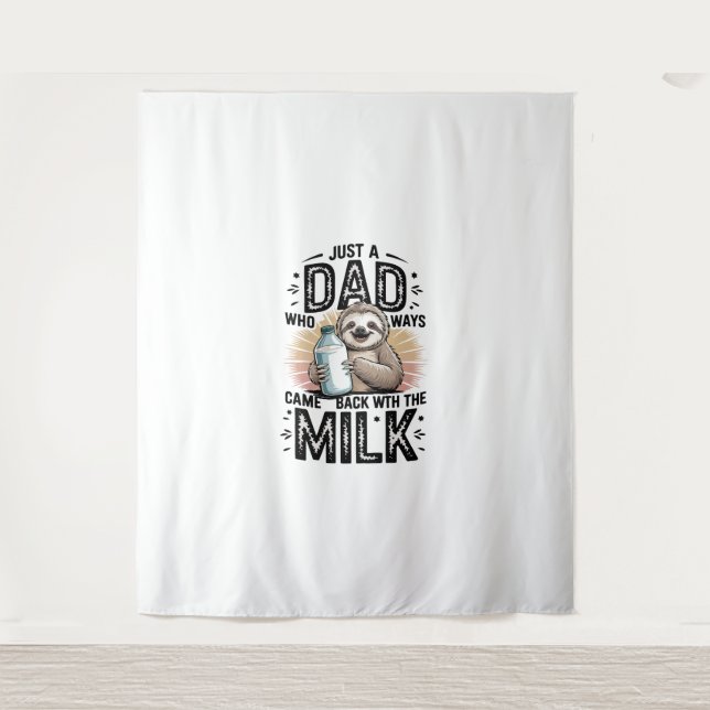father and son with milk  sloth graphic design-01 tapestry (Front)