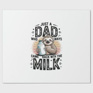 father and son with milk  sloth graphic design-01 wrapping paper