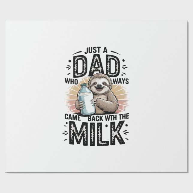 father and son with milk  sloth graphic design-01 wrapping paper (Flat)