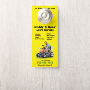 Father and song Lawn Service Door Hanger