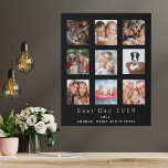 Father Best dad black family photo collage Faux Canvas Print<br><div class="desc">Make your own unique family photo collage as a gift for your dad. Use four, 9 of your favourite photos of your father, his kids, family, friends or pet! With the text: Best Dad EVER. Personalise and add your names. Black background, white text. Perfect as a birthday, Christmas or Father's...</div>
