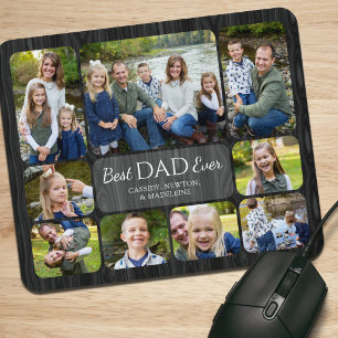 Father Best Dad Ever Kids Photo Collage Mouse Pad