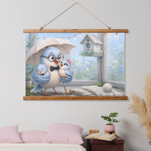 Father Bird and Baby Wall Tapestry (Bedroom)