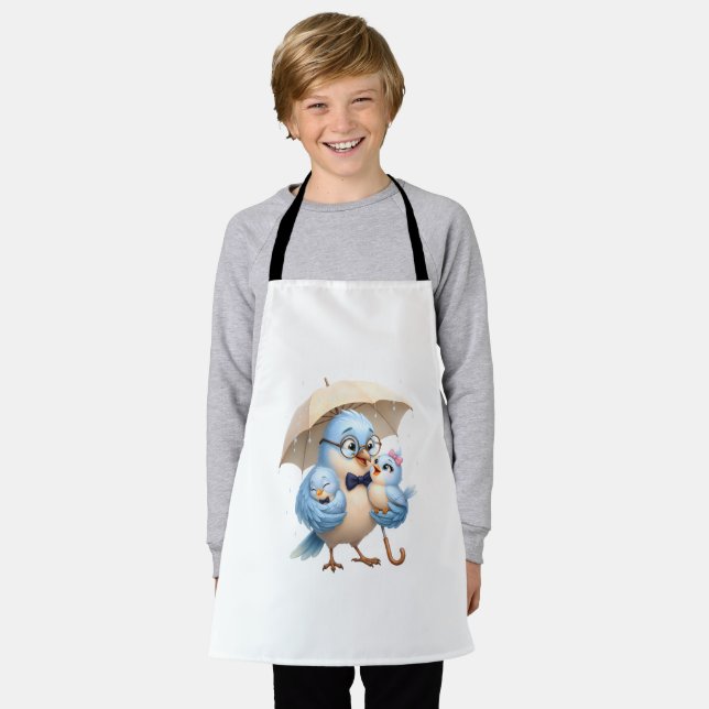 Father Bird Baking Apron Family Gift (Worn)