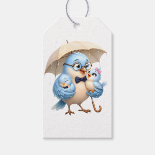 Father Bird Blue Family Gift Tag