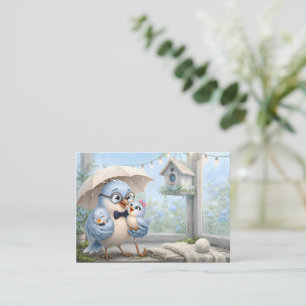 Father Bird Family Flat Note Card – Cute Blue Bird