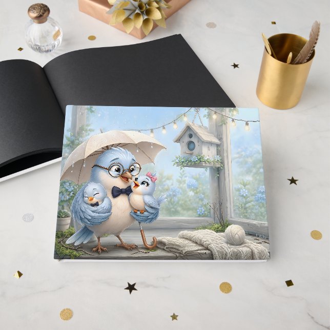 Father Bird Family Guest Book Keepsake (Front Open)