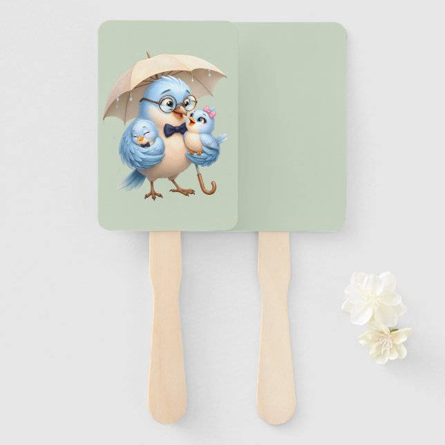 Father Bird Hand Fan Summer Gift (Front and Back)