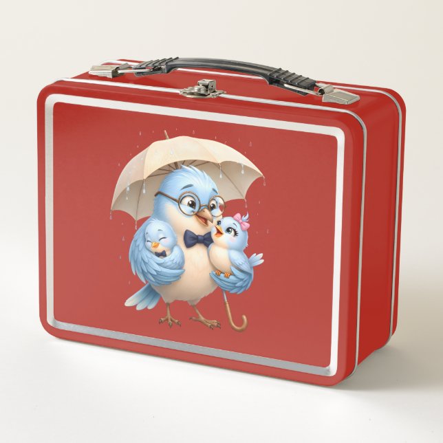 Father Bird Metal Lunch Box Dad Gift (Front)