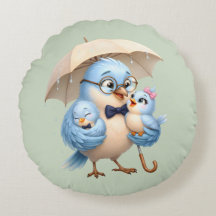 Father Bird Round Pillow Family Love