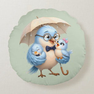 Father Bird Round Pillow Family Love
