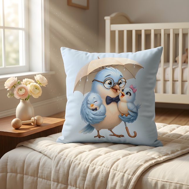 Father Bird Throw Pillow Family Decor (Creator Uploaded)