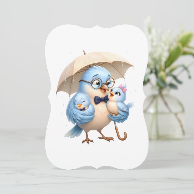 Father Bird Umbrella Thank You Card (Standing Front)