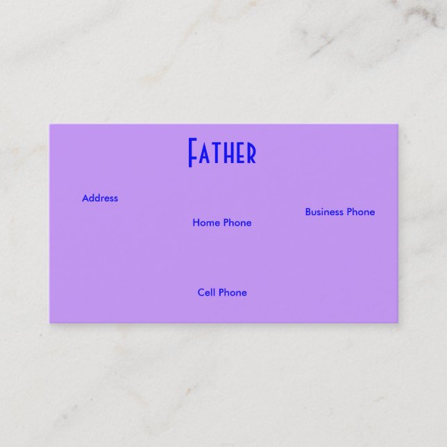 Father Blue Purple Roses I Profile Card (Front)
