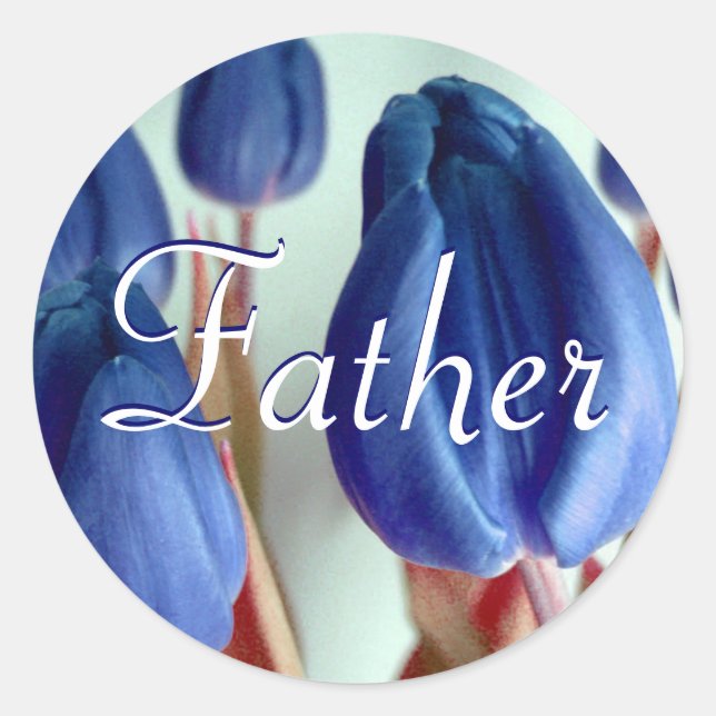 Father Blue Tulips Sticker (Front)