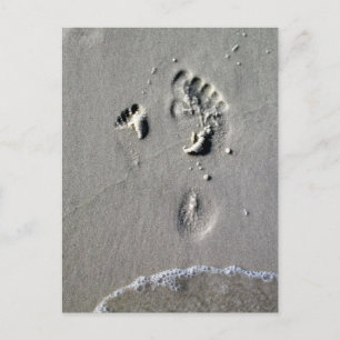 Father & Child Footprints in the Sand Postcard