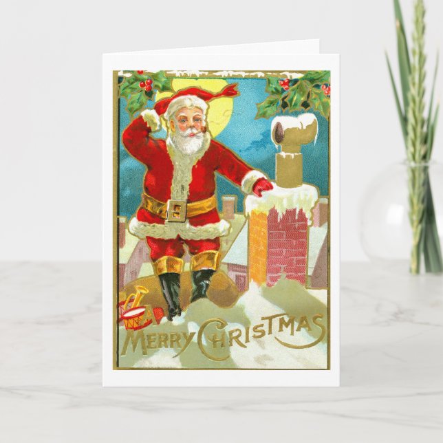 Father Christmas at a chimney Holiday Card (Front)