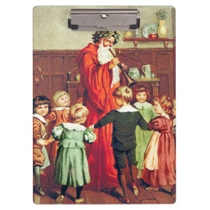 Father Christmas Blowing The Horn Clipboard