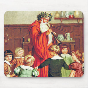 Father Christmas Blowing The Horn Mouse Pad