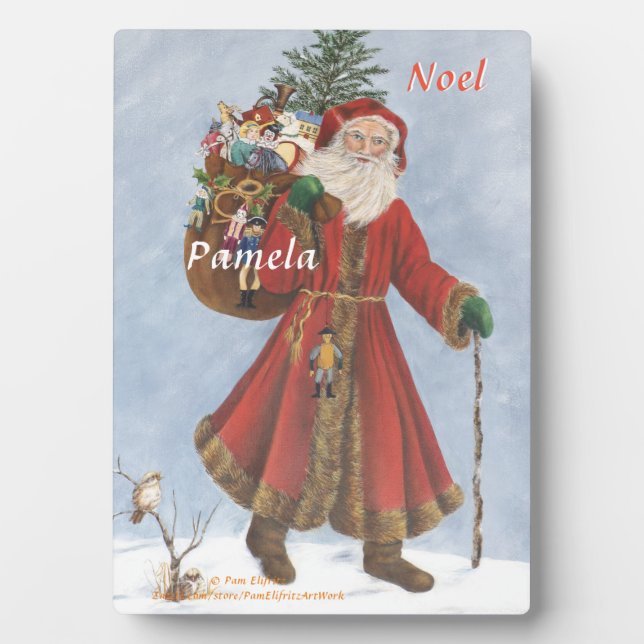 Father Christmas, Cane and Gifts in the snow Plaque (Front)