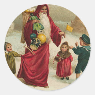Father Christmas Classic Round Sticker