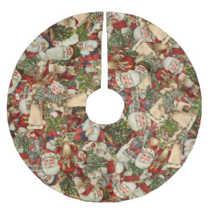Father Christmas Collage  Brushed Polyester Tree S Skirt