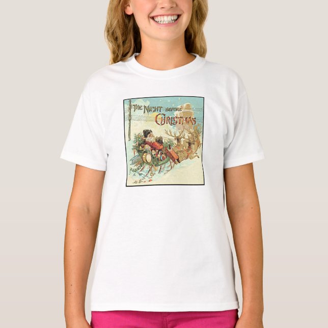 Father Christmas Girls Vintage Santa Claus T-Shirt (Front)