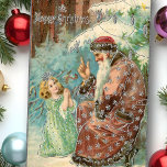 Father Christmas in Winter Forest with Angel Tissue Paper<br><div class="desc">Brown-robed old world Father Christmas sitting in snow-covered woods with kneeling angel.</div>