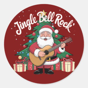 Father Christmas Jingle Bell Rock Classic Round Sticker